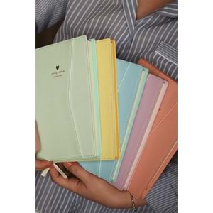 Victoria's Journals Geçmeli ve Cepli Defter A5 Ivory 80 gr 128 yp Çizgili Pastel Pembe