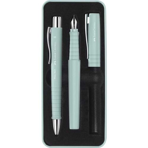 Faber-Castell Grip 2011 Hediye Seti Gök Mavisi Metal Kutu Dolma Kalem Ve Tükenmez Kalem