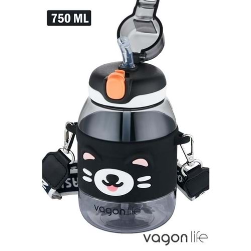 VagonLife 750 ml Pipetli Çocuk Su Matarası Vgn-2029 Siyah