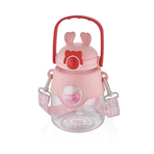 Vagonlife 1250 ml Pipetli Tritan Pembe Su Matarası VGN6277