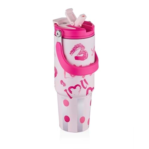 VagonLife 900 Ml Paslanmaz Çelik Termos Kuluplu Açık Pembe VGN-8137