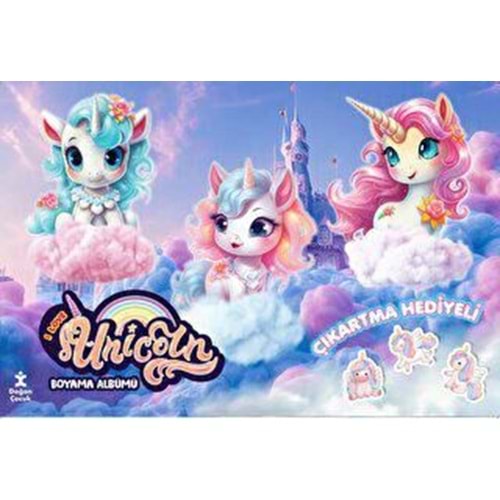 I Love Unicorn Çıkartma Hediyeli Boyama Albümü - Doğan Çocuk