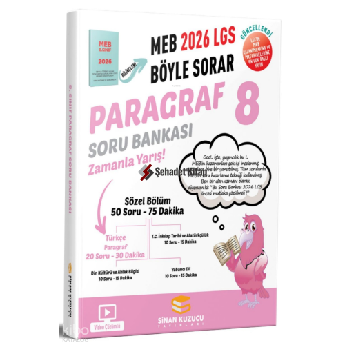 8. Sınıf 2026 Lgs Meb Böyle Sorar PARAGRAF Soru Bankası Video Çözümlü - Kolektif - Sinan Kuzucu Yayınları