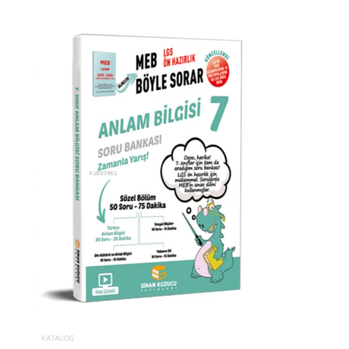 7. Sınıf Anlam Bilgisi Soru Bankası Meb Böyle Sorar Serisi - Kolektif - Sinan Kuzucu Yay.