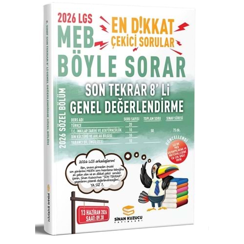 2026 LGS Son Tekrar 8`li Genel Değerlendirme Sınavı Seti (Sözel) - Sinan Kuzucu - Sinan Kuzucu Yayınları
