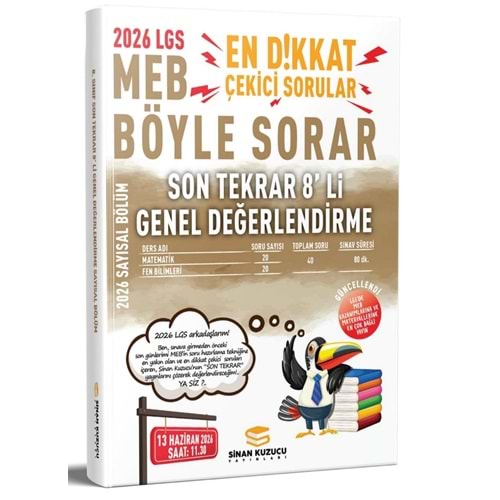 2026 LGS Son Tekrar 8`li Genel Değerlendirme Sınavı Seti (Sayısal) - Sinan Kuzucu - Sinan Kuzucu Yayınları