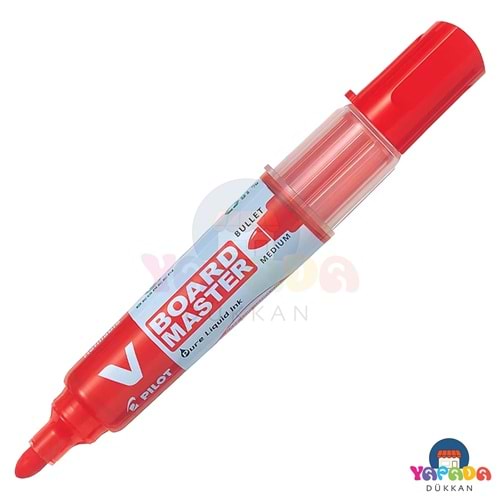 Pilot V-Board Master WBMA-VBM-M Kırmızı Yuvarlak Uçlu 2,3 mm Çizgi Genişlikli Kartuşla Doldurulabilir Beyaz Tahta Kalemi