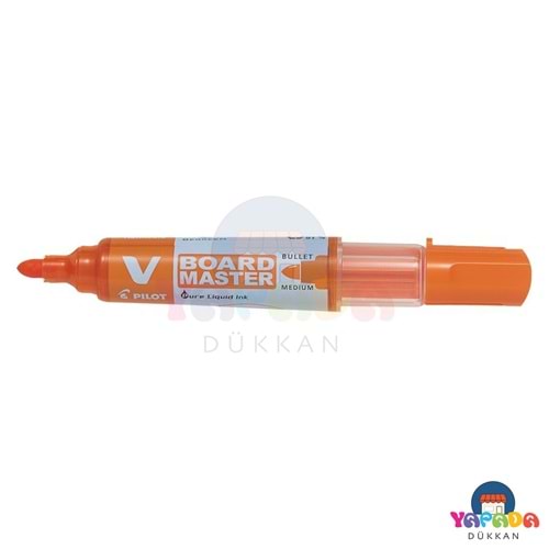 Pilot V-Board Master WBMA-VBM-M Turuncu Yuvarlak Uçlu 2,3 mm Çizgi Genişlikli Kartuşla Doldurulabilir Beyaz Tahta Kalemi