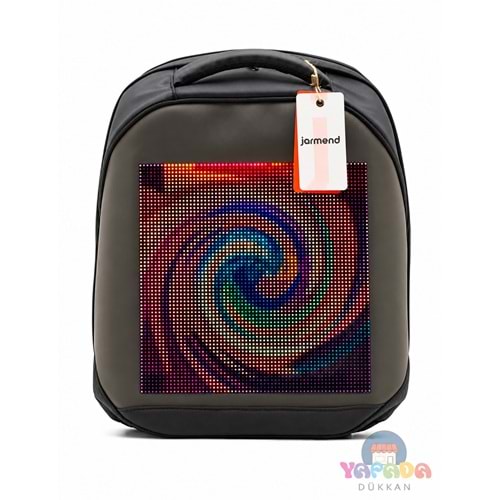 Jarmend T3-01 Haylaz Siyah 31,2 x 42 x 16 cm Oxford Kumaş-Naylon Bluetooth Kontrollü 64 x 64 Piksel LED Ekranlı Akıllı Sırt Çantası