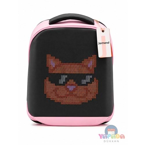 Jarmend T3-02 Haylaz Pembe 31,2 × 42 × 16 cm Oxford Kumaş-Naylon Bluetooth Kontrollü 64 × 64 Piksel LED Ekranlı Akıllı Sırt Çantası