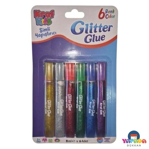 Kraf Kids 804G 11 ml 6'lı Sıvı Simli Yapıştırıcı