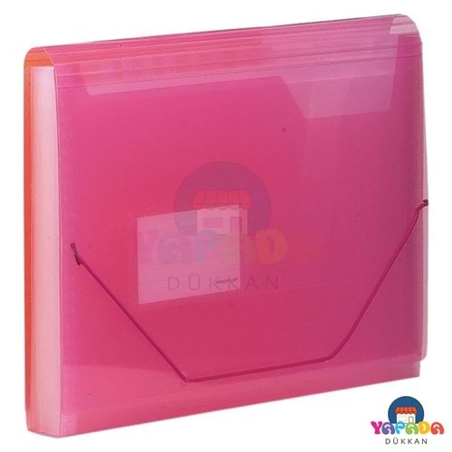 Kraf F4302 A4 13 Cepli Lastikli PP Körüklü Dosya - Pembe