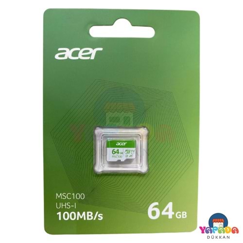 Acer MSC100 64 GB UHS-I U3 V30 A1 100 MB/sn microSD Hafıza Kartı