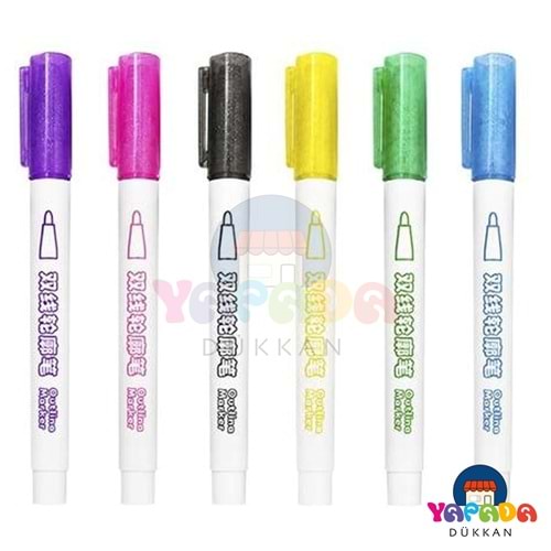 Mikro MK-622 Outline 6 Renk Kontur Efektli Marker Kalem Seti