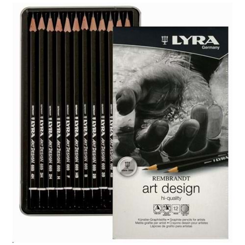 Lyra Rembrandt Art Design Metal Kutulu 12 Dereceli Karakalem Seti