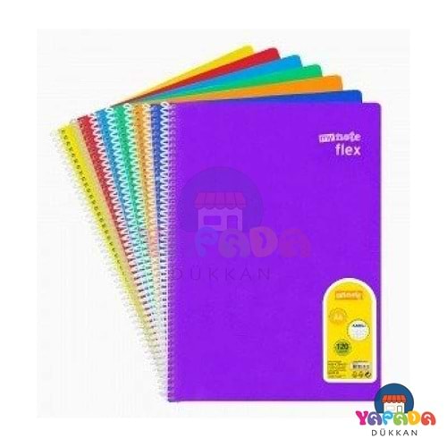 MyNote Flex PP Kapak Spiralli A4 120 Yaprak Kareli Defter Karma Renk 8690345883264