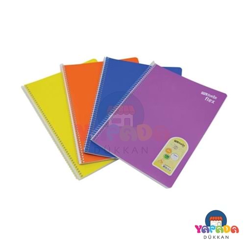 MyNote Flex PP Kapak Spiralli A4 80 Yaprak Kareli Defter Karma Renk UC38080-K