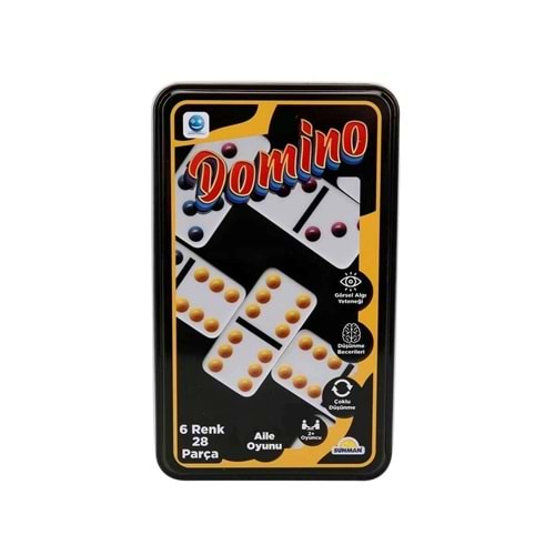 Renkli Taşlı Metal Kutulu Domino 28’li
