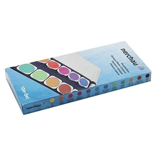 Nerchau Watercolour Paint Set Sulu Boya 12 Renk + Tube Of White Paint