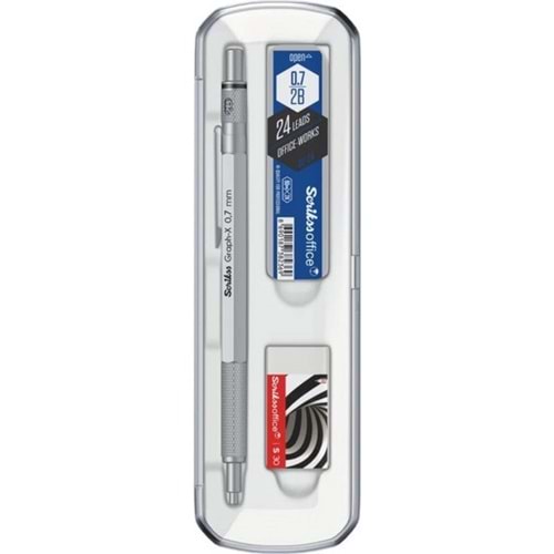 Scrikss Graph-x Metal Versatil Kalem + Silgi + Kalem Ucu 0.7mm Gümüş