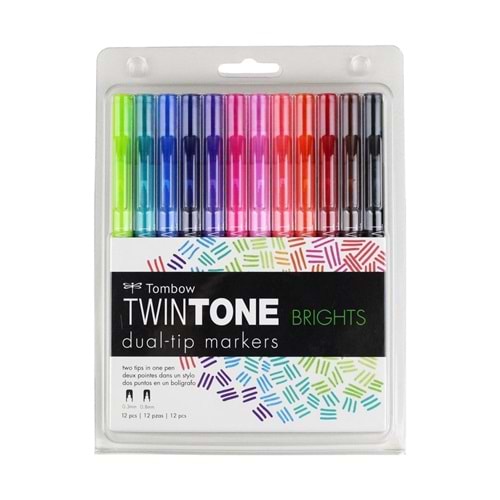 Tombow Twin Tone Dual Brights (Parlak Renkler) 12 Renk