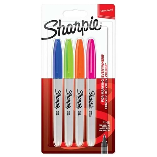 Sharpie Fine Permanent Marker Canlı Renk 4 lü Blister