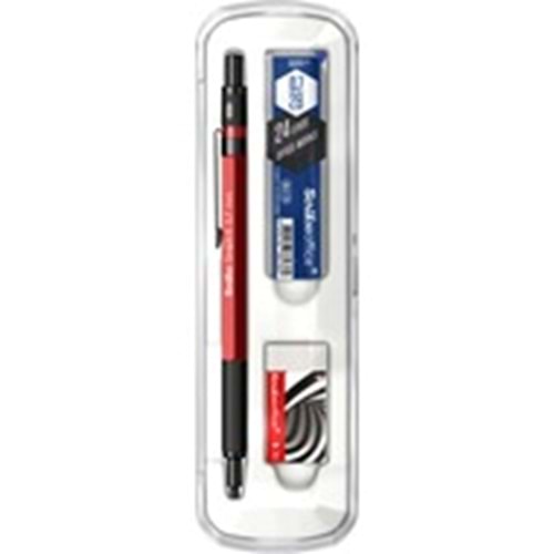 Scrikss Graph-x Metal Versatil Kalem + Silgi + Kalem Ucu 0.7mm Kırmızı