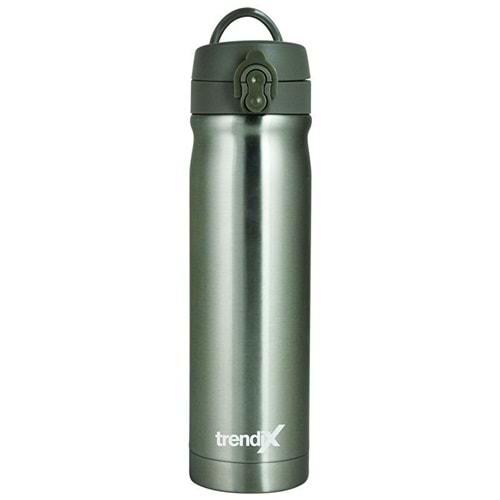 Trendix Çelik Su Matarası 500Ml Metalik Gri (Termos Özellikli)