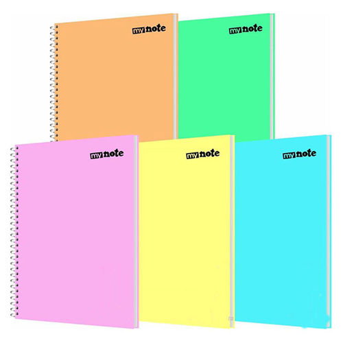 MyNote Pastel PP Kapak Spiralli A4 120 Yaprak Kareli Defter Pastel Karma Renk 8690345763887