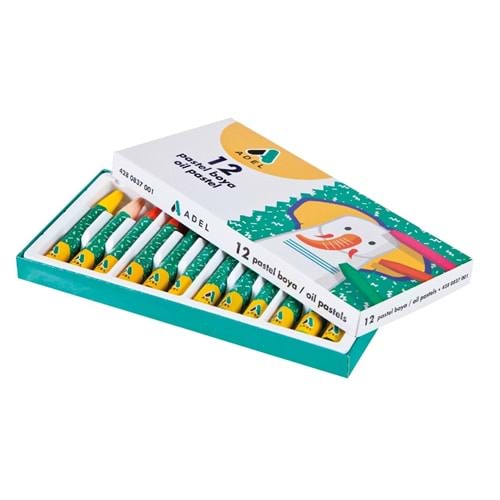 Adel Pastel Boya Karton Kutu Köşeli 12 li