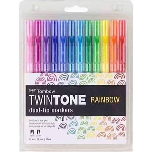 Tombow Twin Tone Marker Rainbow Tonlar Seti