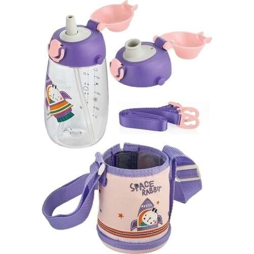 Vagonlife Uzspace 480 Ml Kılıflı Yedek Kapaklı Tritan Su Matarası Mor Pembe Vgn-2011
