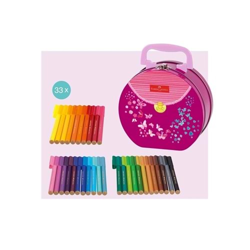 Faber Castell Eğlenceli Keçeli Kalem 33 Renk Metal El Çantalı 155537