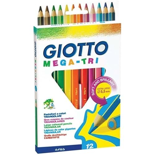 Giotto 12 Renk Tam Boy Jumbo Üçgen Kuru Boya Kalemi 2206