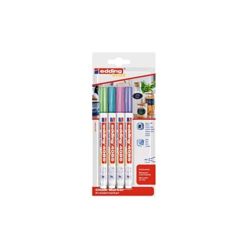 Edding 4085 Cam ve Tebeşir Kalemi 4lü Blisterli Set Metalik Renkler