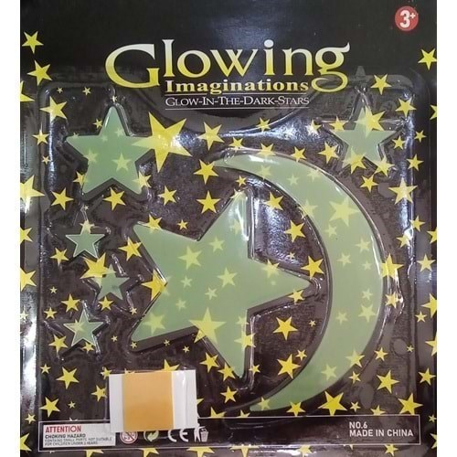 Glow 7119 Karanlıkta Parlayan Ay ve Yıldız Duvar Sticker Büyük Boy