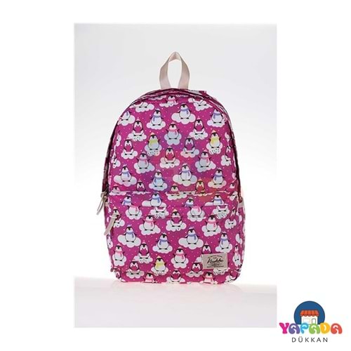 Kaukko Nature Penguen Su Geçirmez 19 L 15 İnç Laptop Bölmeli Okul ve Günlük Sırt Çantası Pembe K1320