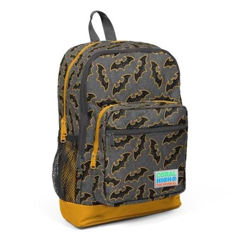 Coral High Kids Koyu Gri Hardal Yarasa Desenli Dört Bölmeli Okul Sırt Çantası Backpack 23721 23721