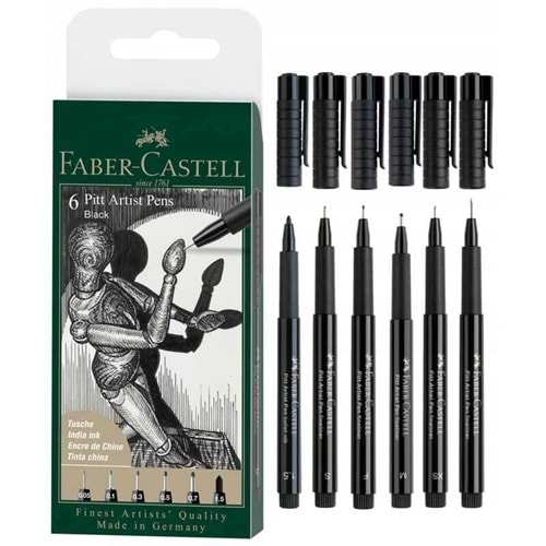 Faber Castell 6 Pitt Artist Pen The Black