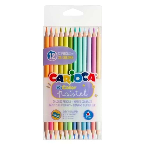 Carioca Pastel Renk Kuru Boya Kalem Çift Taraflı 24 Renk 43309