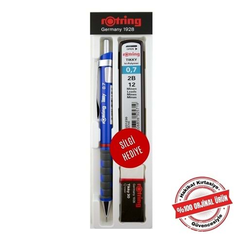 Rotring Tikky Min Silgi 3'lü Okul Seti- 0.7 Mavi