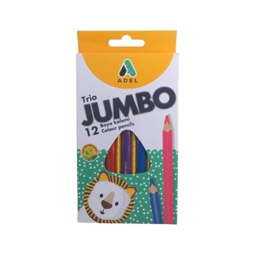 Kuru Boya Jumbo Üçgen 12 Renk Tam Boy Adel