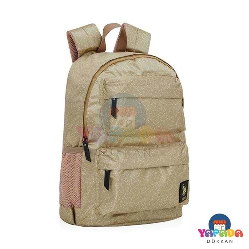U.S. Polo Assn. Yıldızlar Suya Dayanıklı Çok Bölmeli Polyester Okul Sırt Çantası 27x40x16 cm Gold PLÇAN22133