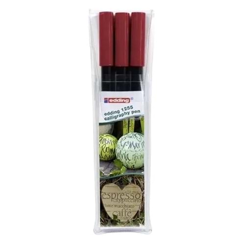 Edding 1255 Kaligrafi Kalemi 3'lü Set Kırmızı (2.0 - 3.5 - 5.0 mm)