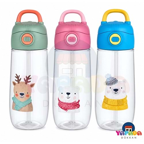 Vagonlife Pipetli Kilitli Kapaklı Polikarbon Matara 550 ml Karma Renk VGN6678
