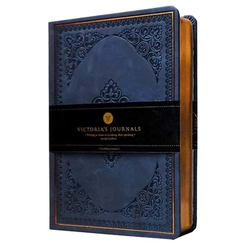 Victoria's Journals Vintage Old Book Çizgili Defter Mat Koyu Mavi 1185