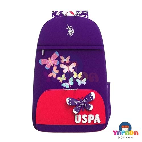 U.S. Polo Assn. Kelebek Desenli Anaokulu Sırt Çantası Mavi PLÇAN22170