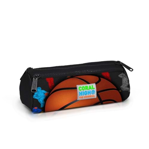 Coral High Kalem Çanta (Üç Bölmeli) Siyah Basketbol Desenli Kalem Çantası – 22321