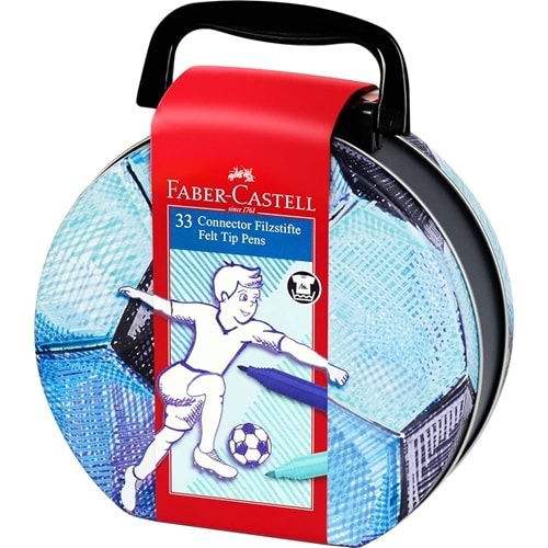 Faber-Castell Eğlenceli Keçeli Kalem Futbol Topu Metal Kutu 33 Lü