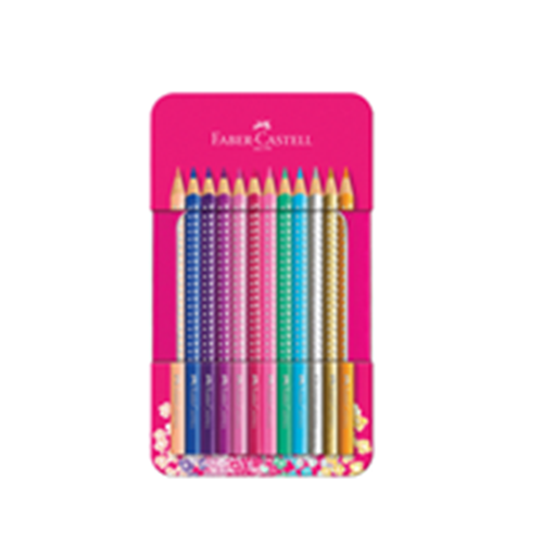 Faber Castell Grip Parlak Renkler Metal Kutu Pembe 12lı Kuru Boya